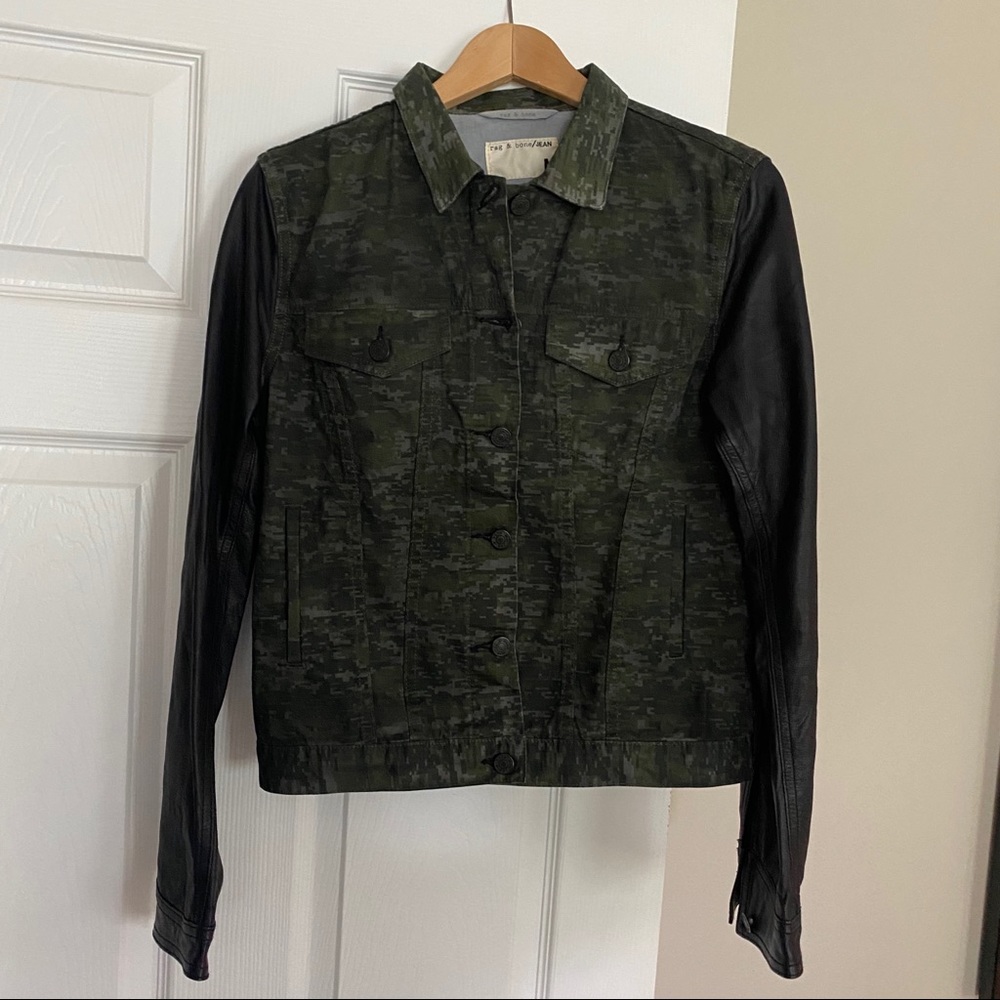 Rag & Bone Camo Leather Jean Jacket M